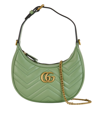 GG Marmont Small Half Moon, &pound;795, Handbags, Green, Leather, Front view